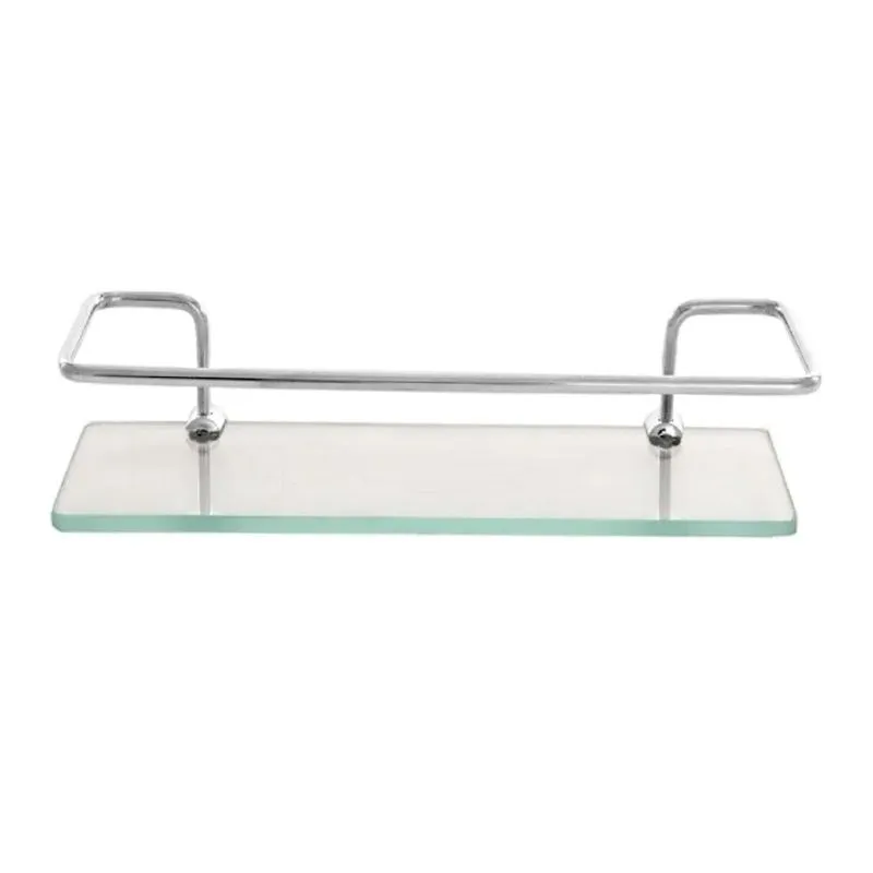 Porta Shampoo Reto Aço Inóxidável Com Base De Vidro 6 Mm