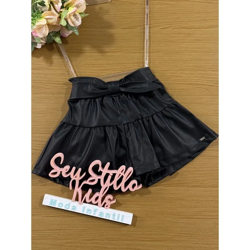 Shorts Infantil Cinti Inverno Courino Preto