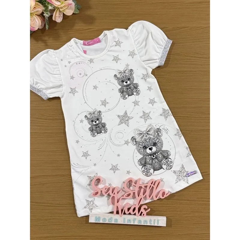 Vestido Infantil Cinti Verão Branco Ano Novo