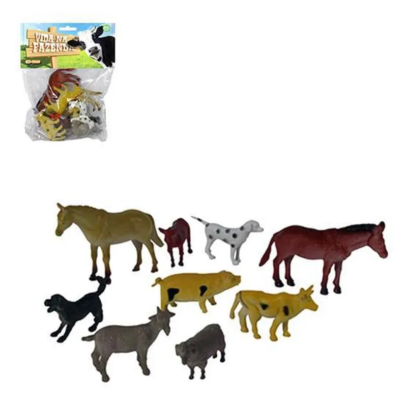 Kit Animal Fazenda De Pvc Pequeno Com 10 Pecas Sortidas