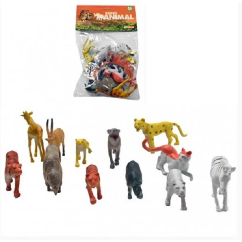 Kit 12 Animais Selvagens Reino Animal Tigre Urso Zebra
