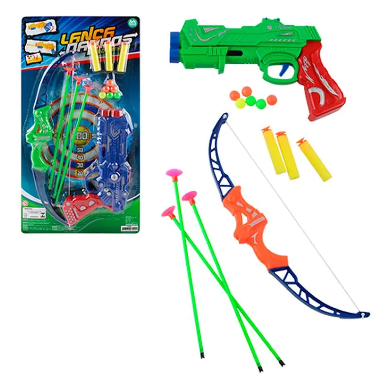 Lançador De Dardos Arco E Flecha Ark Toys 14 Peças Disparo