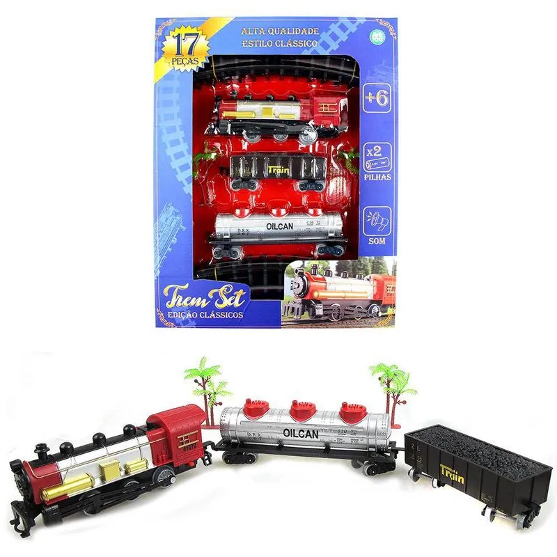 Trem Ferrorama Set Classicos Com Acessorios A Pilha 17 Peças