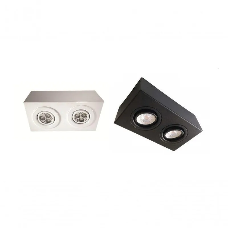 Plafon Sobrepor 7661 Par20 Quadrado Pigmentado Com Soquete E-27 Preto Damlux