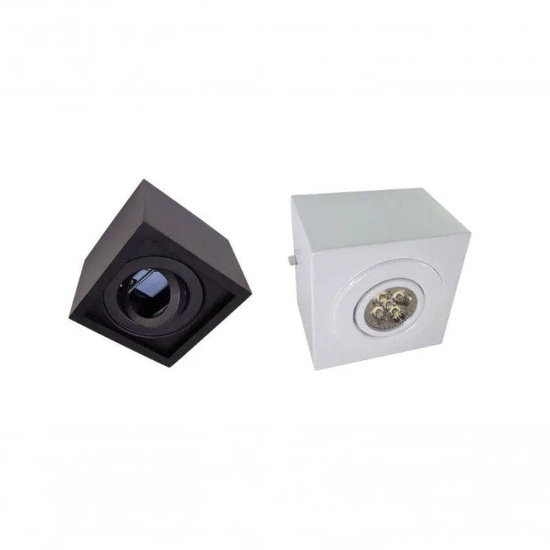 Plafon Sobrepor Quadrado 7665 com Soquete GU10 Pigmentado Branco Damlux