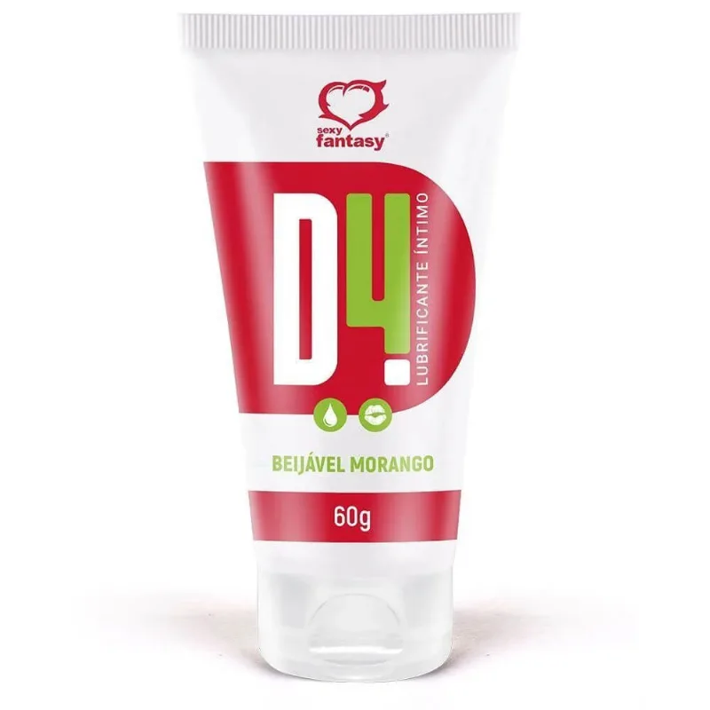 D4 Gel Lubrificante Beijável - Sabor Morango