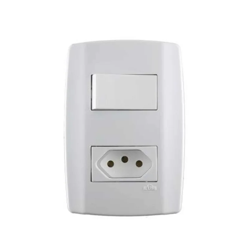 Conjunto Interruptor Paralelo + Tomada 10a - Linha Slim - Ilumi