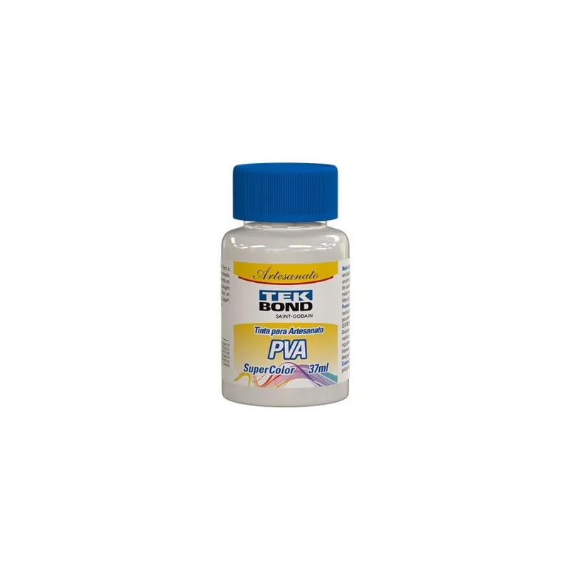 Tinta Pva Para Artesanato Tekbond Super Color Branco 37ml - Embalagem Com 12 Unidades