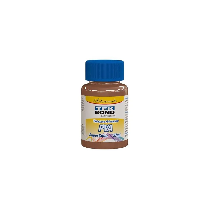 Tinta Pva Para Artesanato Tekbond Super Color Marrom 37ml - Embalagem Com 12 Unidades