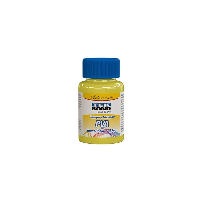 Tinta Pva Para Artesanato Tekbond Super Color Amarelo Siciliano 37ml - Embalagem Com 12 Unidades