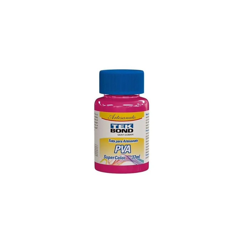 Tinta Pva Para Artesanato Tekbond Super Color Pink 37ml - Embalagem Com 12 Unidades