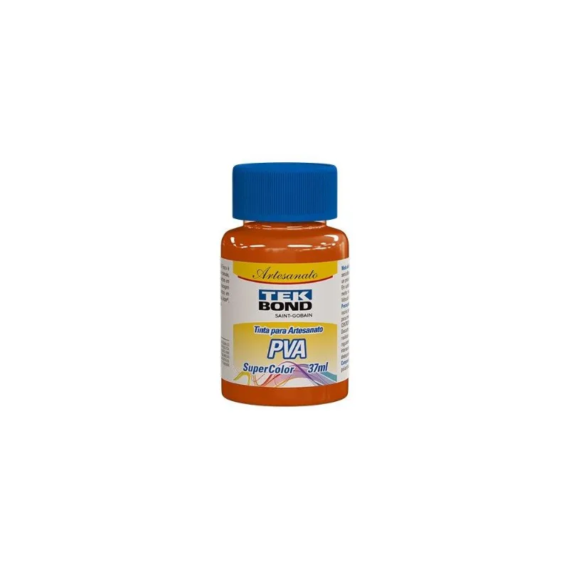 Tinta Pva Para Artesanato Tekbond Super Color Tangerina 37ml - Embalagem Com 12 Unidades