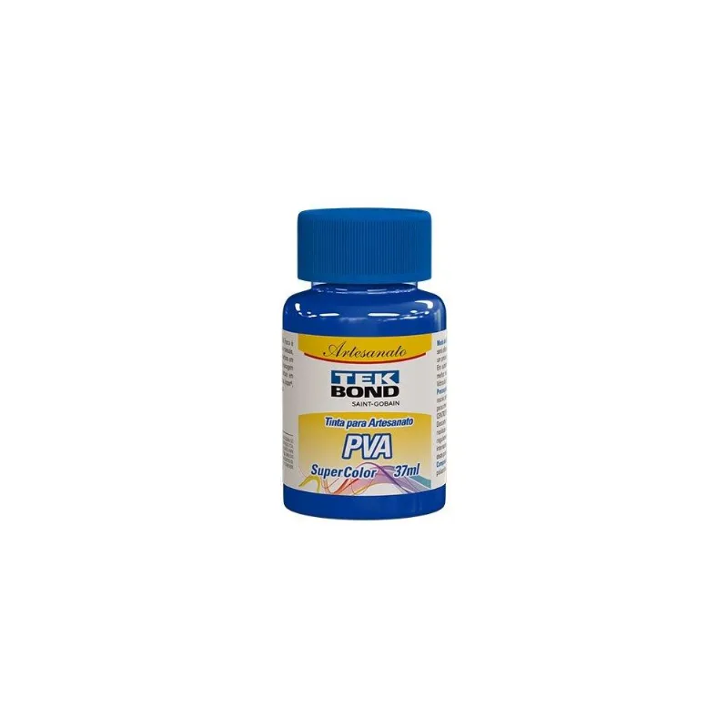 Tinta Pva Para Artesanato Tekbond Super Color Azul Royal 37ml - Embalagem Com 12 Unidades