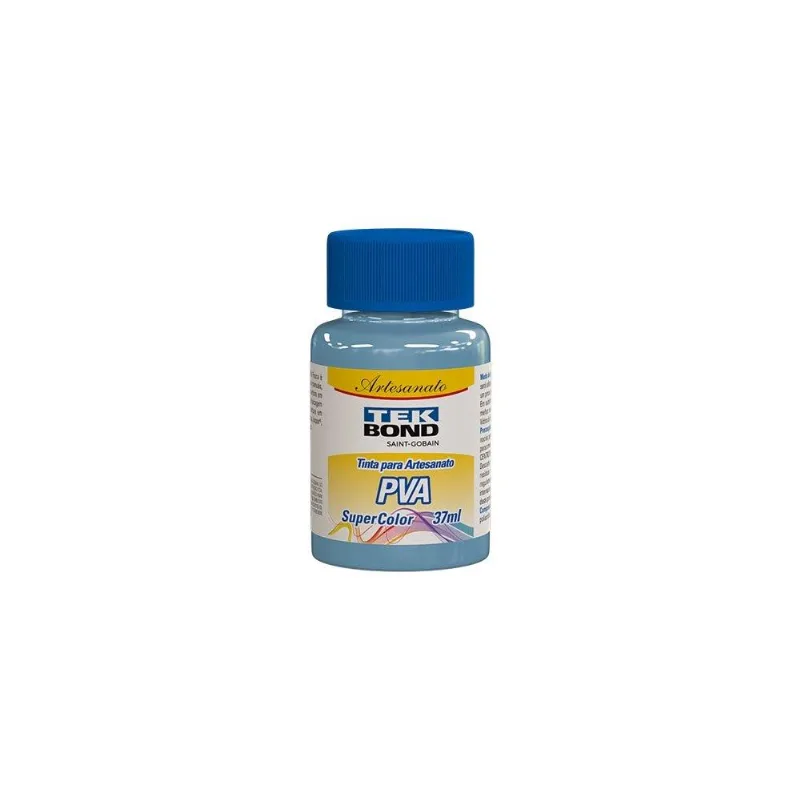 Tinta Pva Para Artesanato Tekbond Super Color Azul Céu 37ml - Embalagem Com 12 Unidades