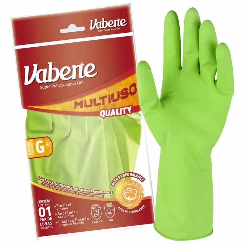 Luva Látex Multiuso Quality Tamanho G Verde 1730 Vabene - PAR