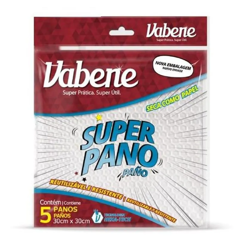 Pano Multiuso Vabene Super Pano Branco Com 5 Unidades