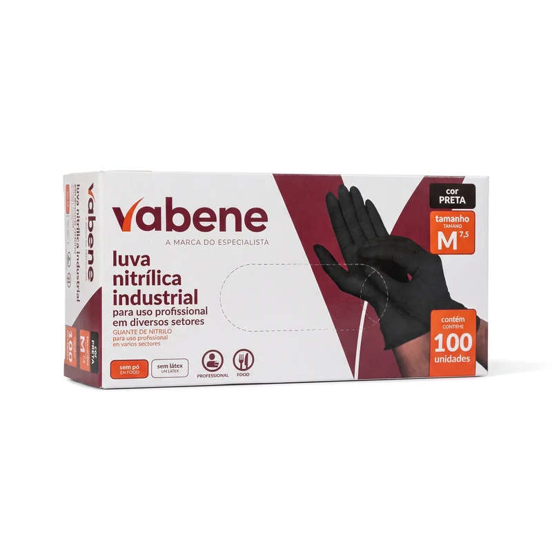 Luva Nitrílica Vabene Preta P