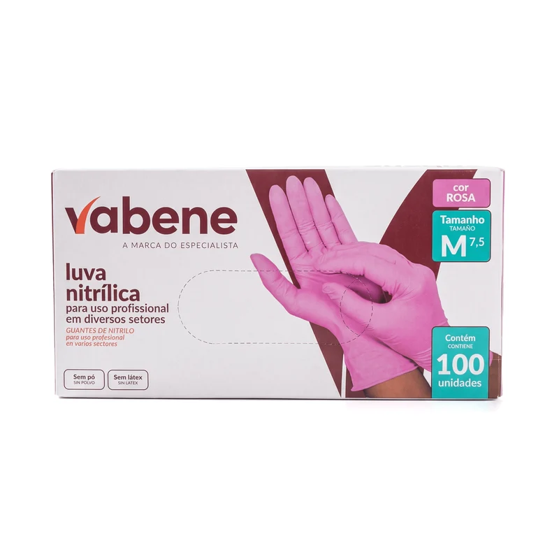 Luva Nitrílica Vabene Rosa M