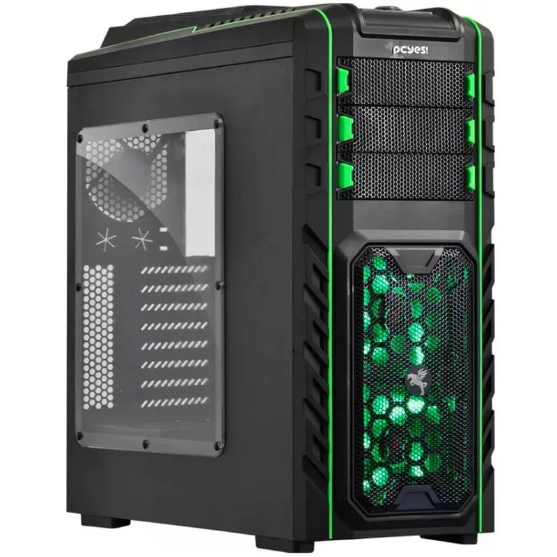 [OPEN BOX] Gabinete ATX - PCYes - Pegasus - (c/ janela) - Preto / Verde - PEGASUSPTOAZ3FCA