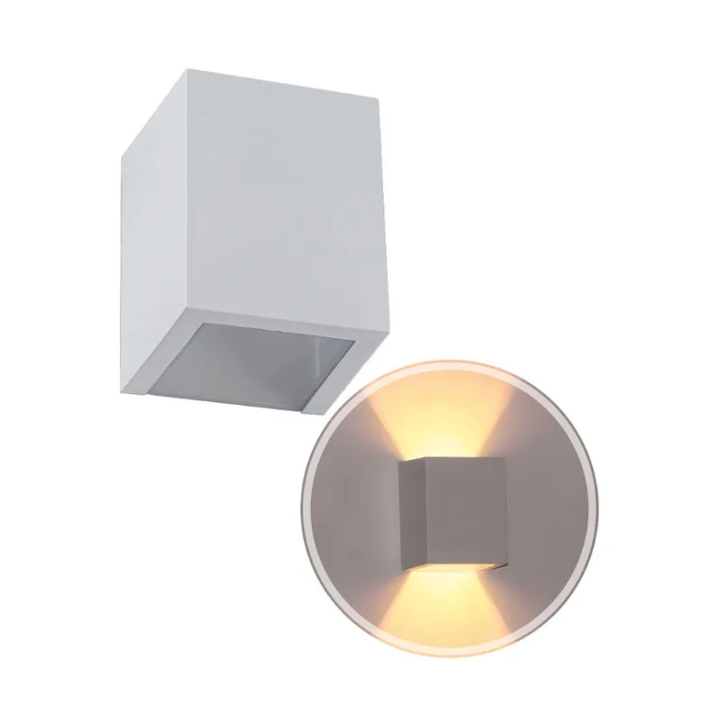 Arandela Efeito 2 Focos Branco Sem Friso Box Policarbonato St1386