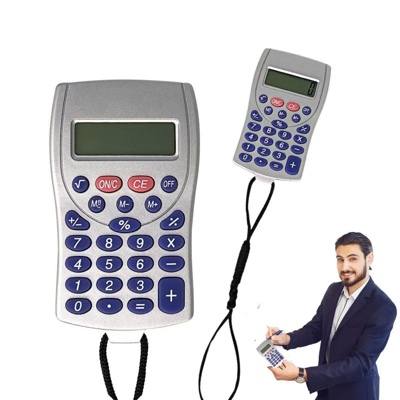 Mini Calculadora Portátil Simples Com 8 Digitos E Cordão Para Pendurar