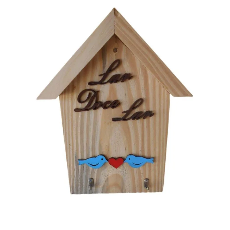 Pendurador De Chave Casinha Lar Doce Lar Em Pinus