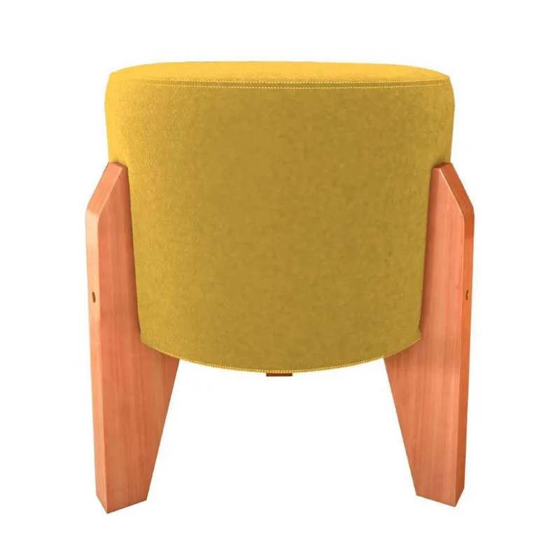 Puff Luxo Veludo Amarelo