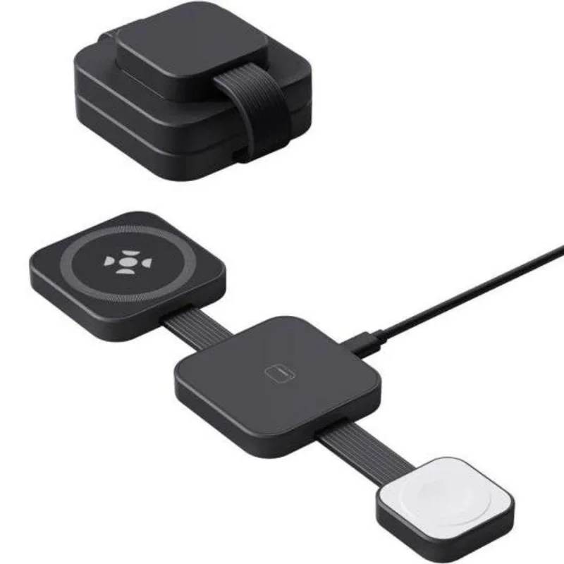 Carregador por Indução 3 em 1 Dobrável Fortrek IHC3 para Smartphone Fone e Relógio Até 15W