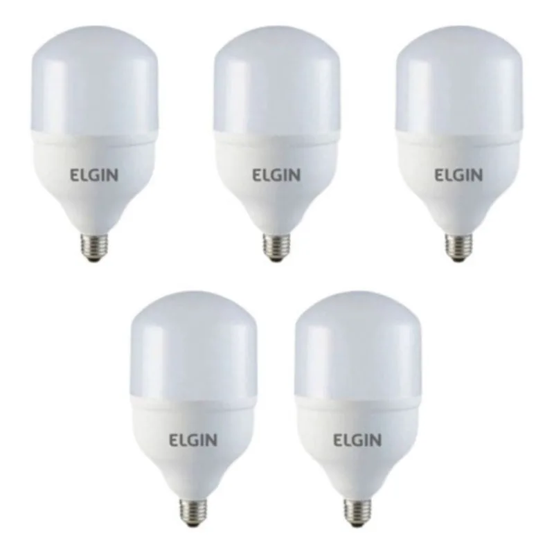 Kit 5 lâmpadas bulbo LED elgin 48LSB40FLD00 T 40W 6500K