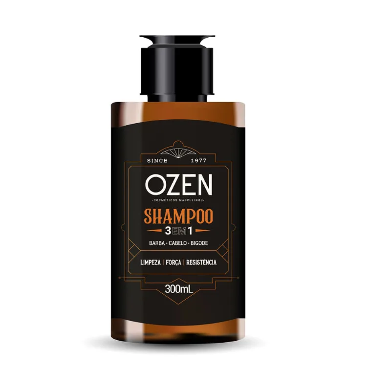 Shampoo 3 e 1 Ozen - Cabelo, Barba e Bigode - 300ml