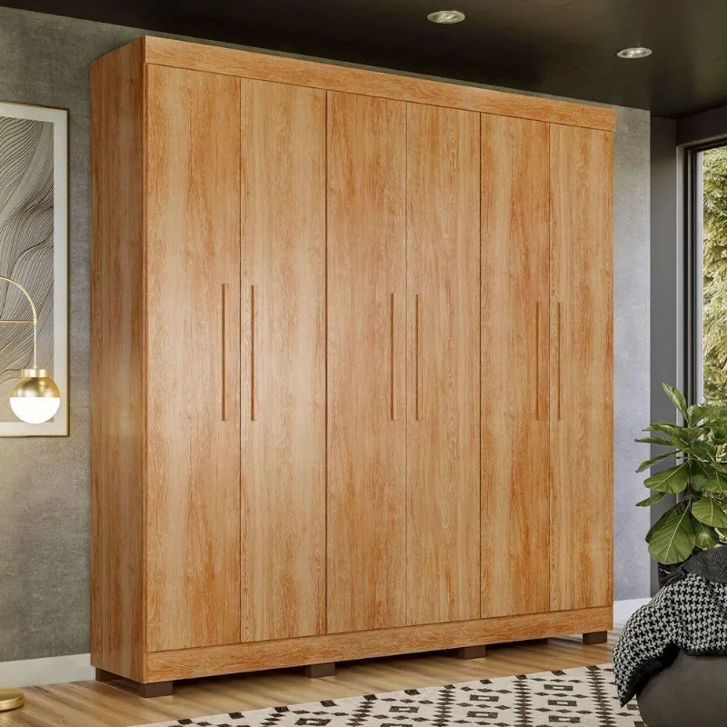 Guarda Roupa Infantil Flórida 6 Portas Giratórias 4 Gavetas MDF Amadeirado Tigus Móveis 210CM