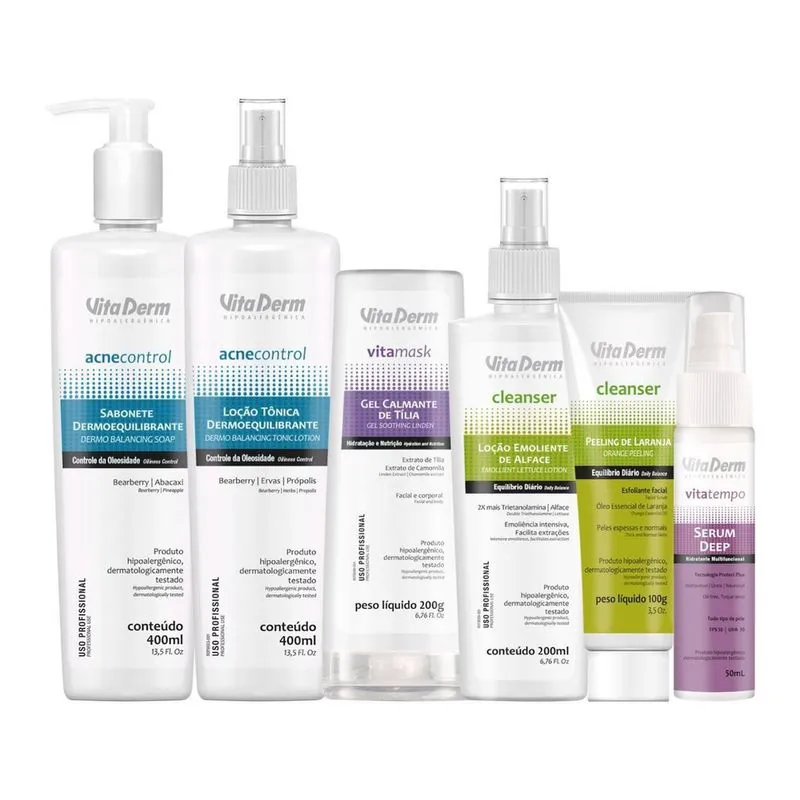 Kit Limpeza Controle De Oleosidade E Acne Vita Derm