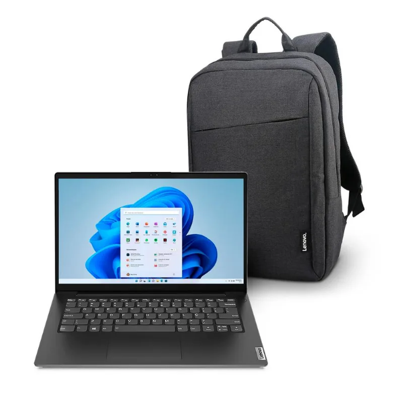 Kit Notebook Lenovo V14 i5-1135G7 16GB 256GB SSD W11 Pro MX 350 2 82NM0015BR + Mochila Lenovo B210