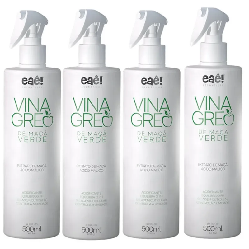 Kit 4 Vinagre De Maçã Verde Eaê! Cosméticos Selagem, Brilho