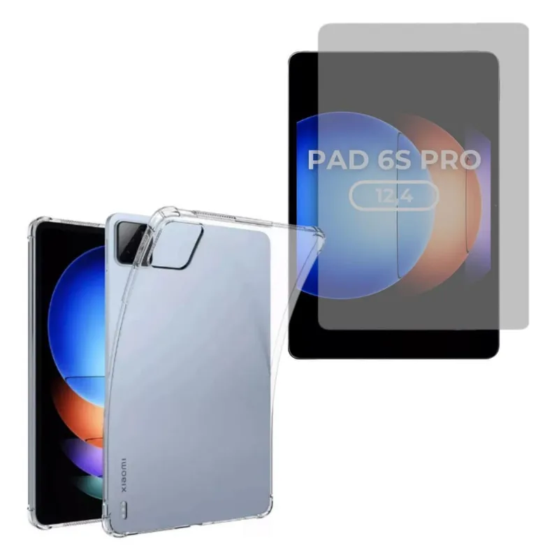 Capa Transparente Para Xiaomi Pad 6S Pro + Película Fosca