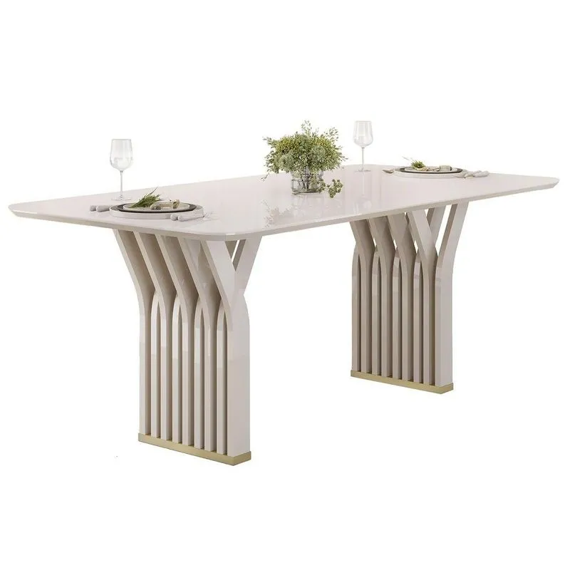 Mesa Cozinha Yara Madeirado/vidro 180cm Off White Dj Móveis