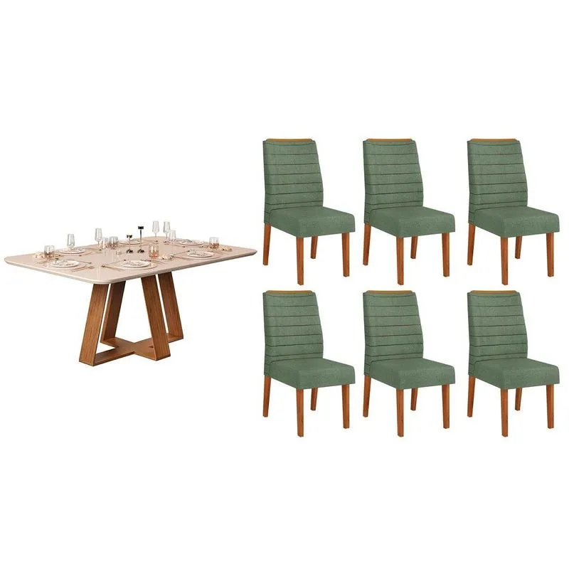 Mesa Sala Celeste 160 + 6 Cad Ondina Freijo Dj Móveis