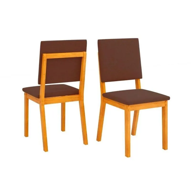 Kit 2 Cadeiras De Cozinha Talia Cedro Suede Moca Marrom