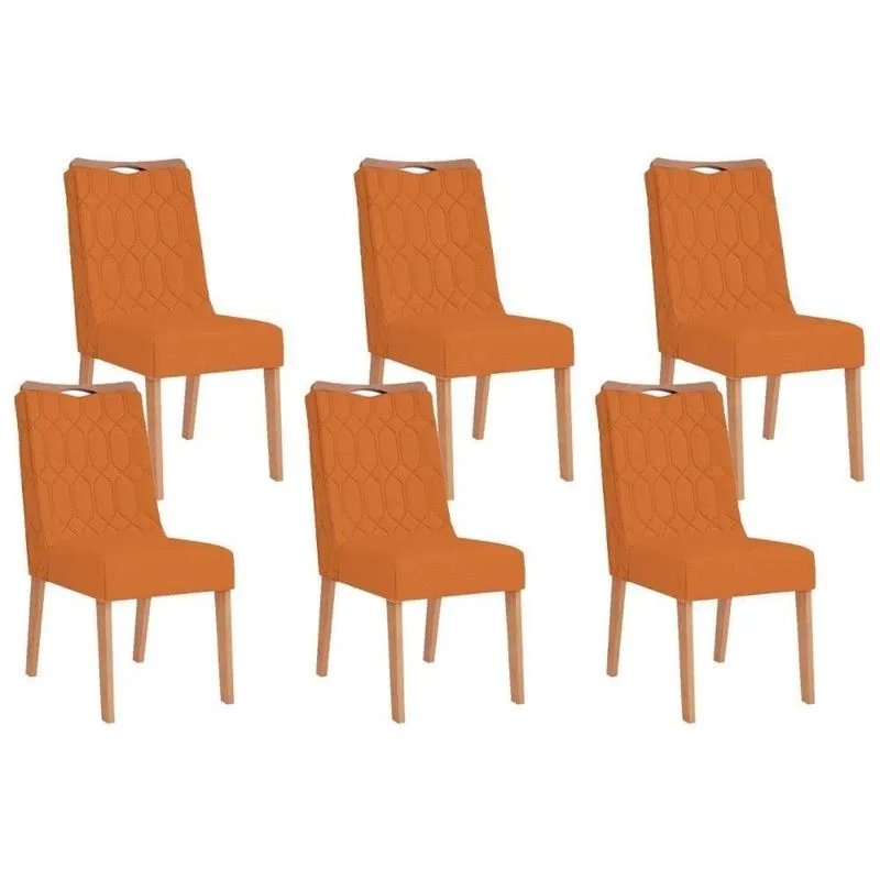 Kit 6 Cadeiras Sala Jantar Bia 6 Un Cedro Suede Ocre