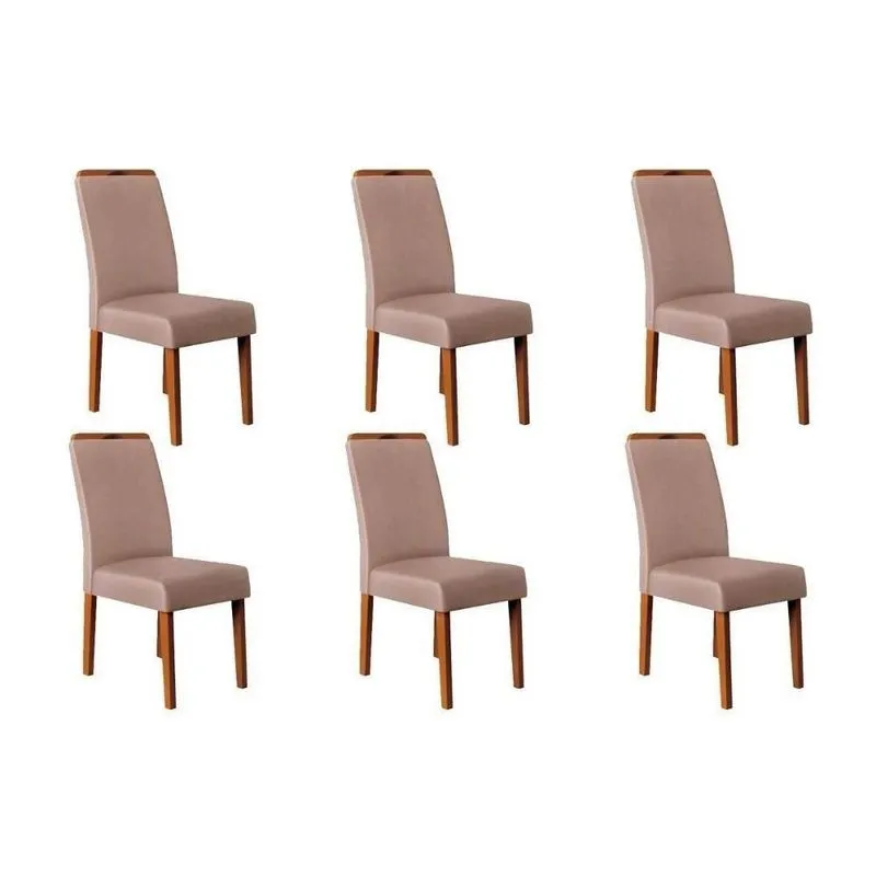 Cadeira Sala De Jantar Diana Kit 6 Un Ipe-suede Kraft - Dj Móveis