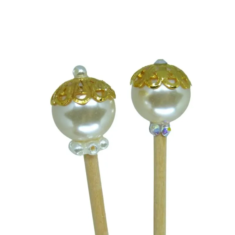 Kit com 2 Varetas Decorada 35cm para Difusor de Aromas Dourada Mels Brushes