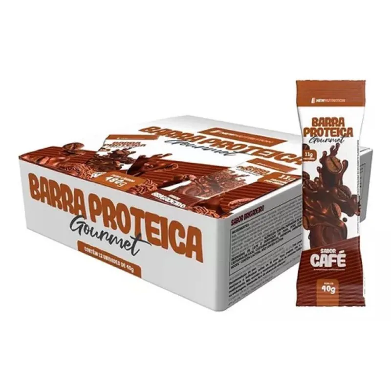 Barra Proteíca Gourmet Newnutrition Sabor Café 12 Unidades