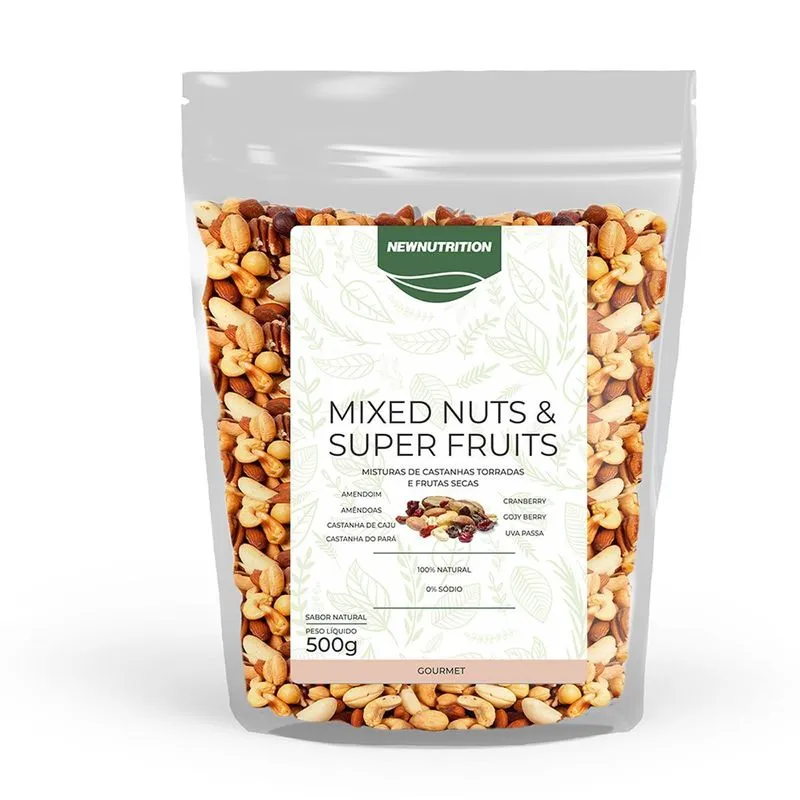 Mixed Nuts E Super Fruits - 500g Castanhas Torradas E Frutas Secas - Newnutrition