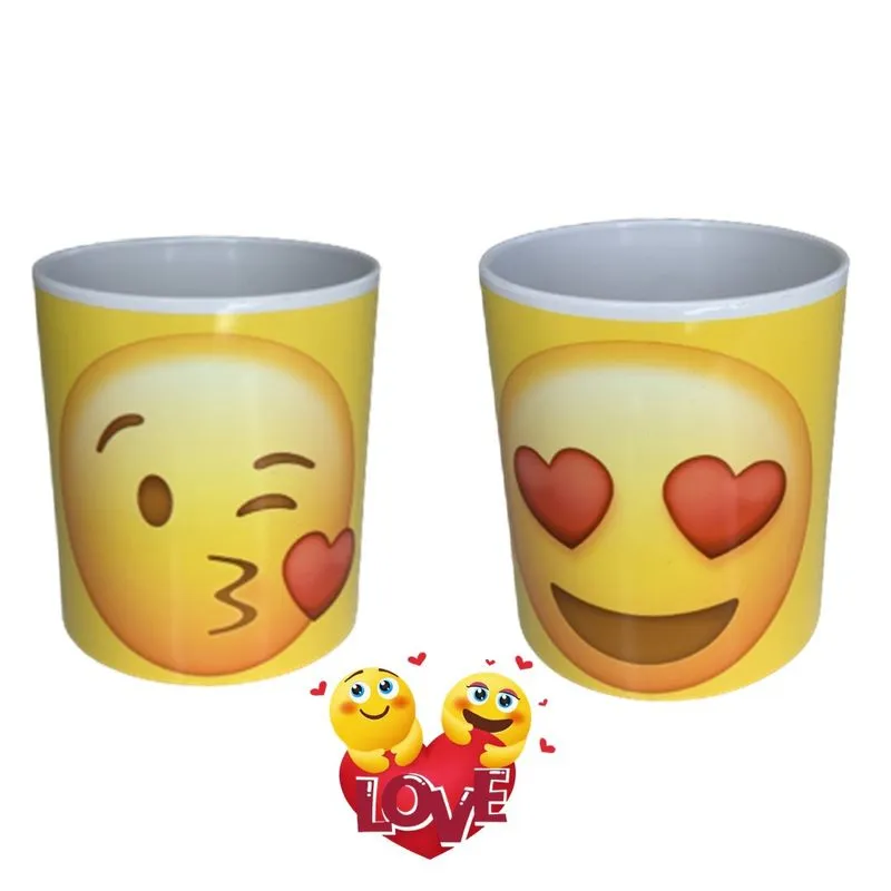 Canecas personalizadas com emoji casal presente plástico kit