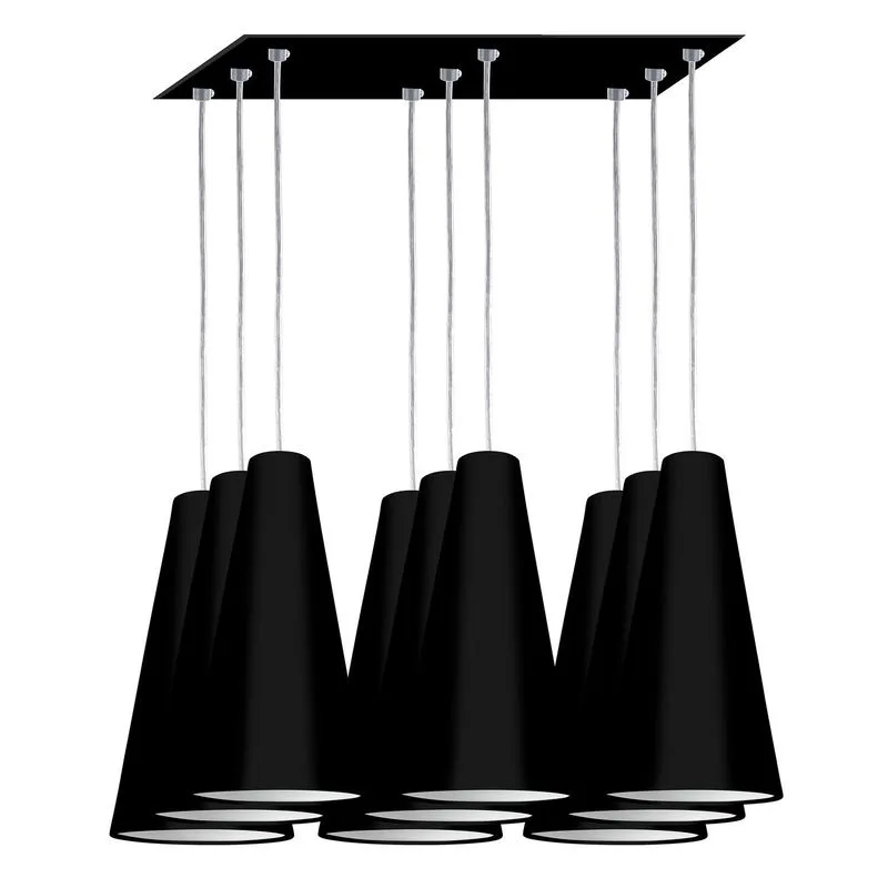 Pendente 9 Cornetas Cromalux Preto