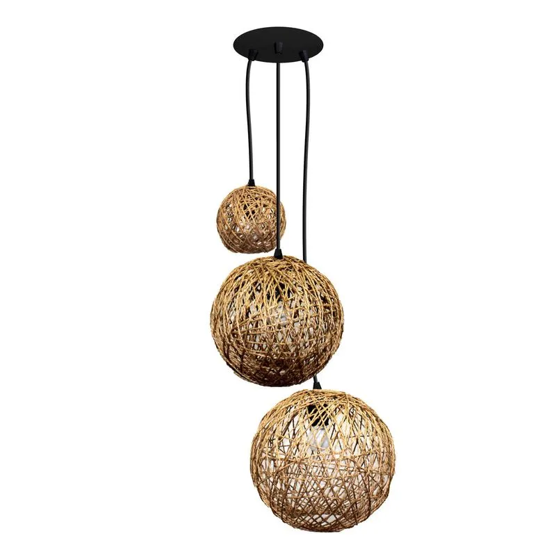 Pendente Hand Made Sisal Cromalux Cru/Preto