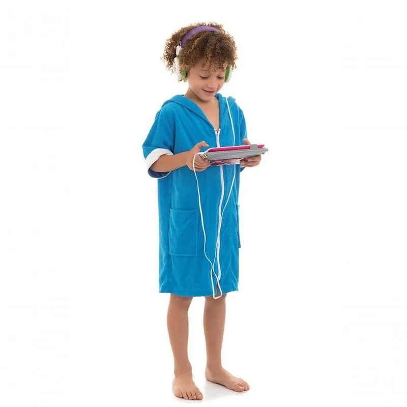 Roupão Infantil Com Zíper E Capuz Azul - 8