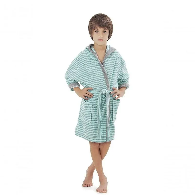 Roupão Infantil Com Capuz Natação Verde Agua Mescla - 10