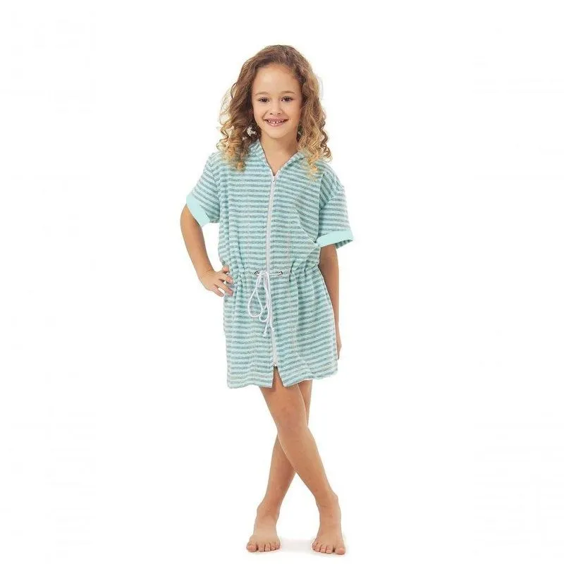 Roupão Infantil Menina Verde Agua Mescla - 2