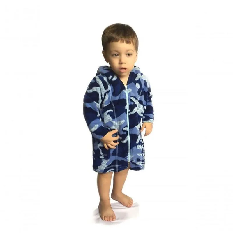 Roupão Infantil Soft Zíper Camuflado Azul - 6